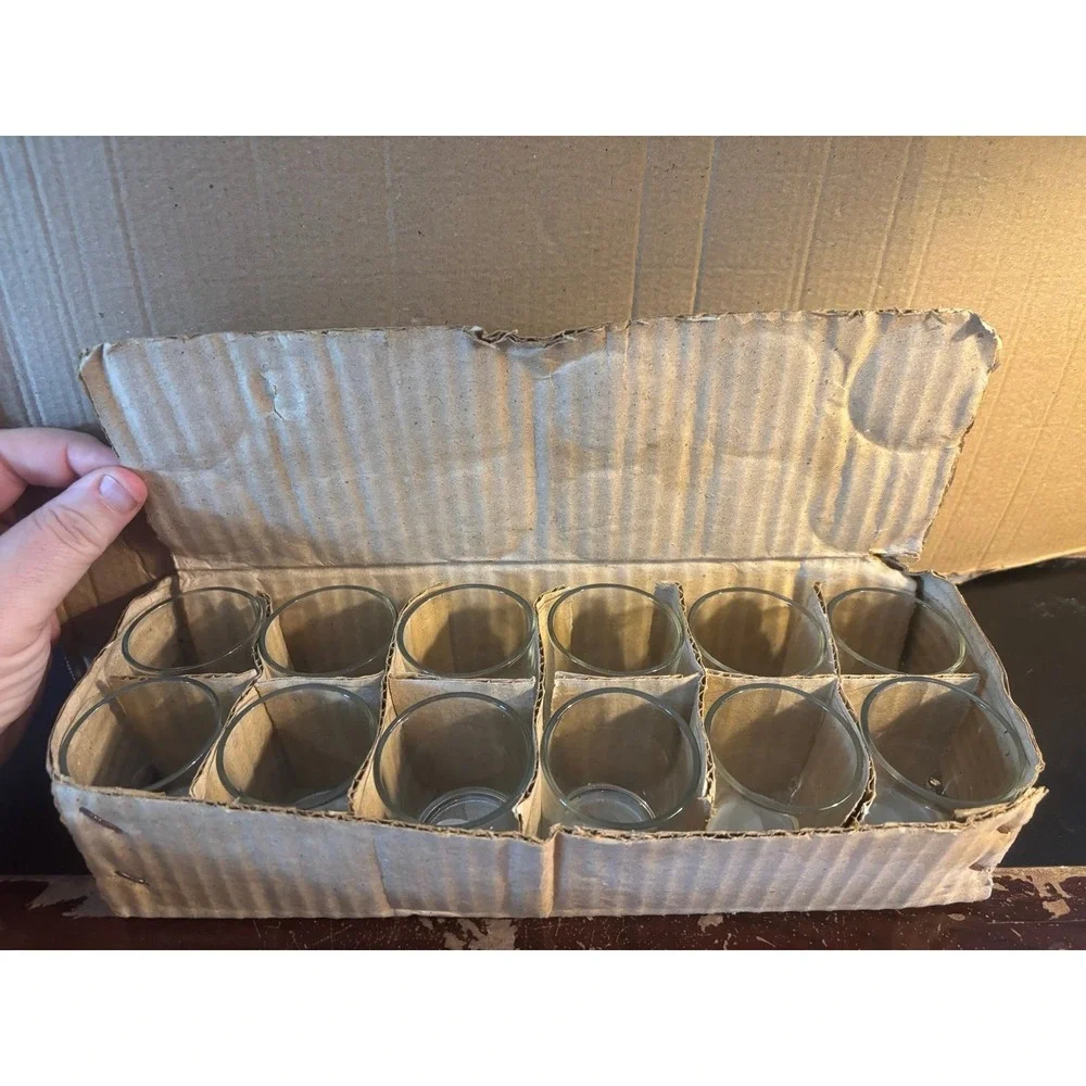 Lot of 12 Clear Dario Glass Votive Candle Holders Tealight Cups New In Box 2'5
